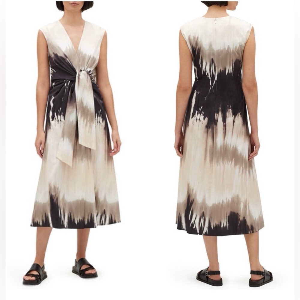 Lafayette 148 New York Orielle Tie Dye Midi Dress in Sandstone